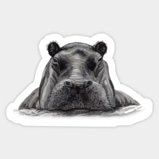 hippopotamus watercolor hand drawn Sticker